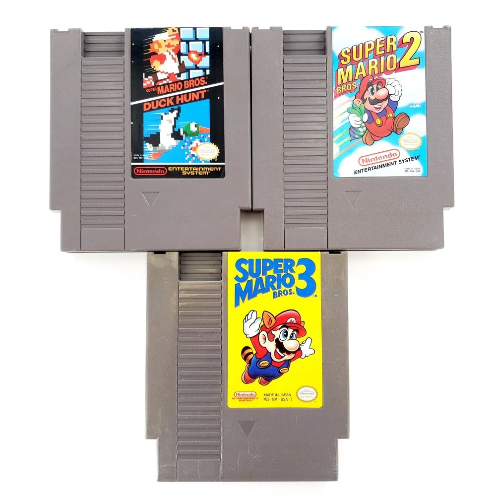 Super Mario Bros 1 2 3 Trilogy Nintendo NES Authentic Cartridges Only Tested